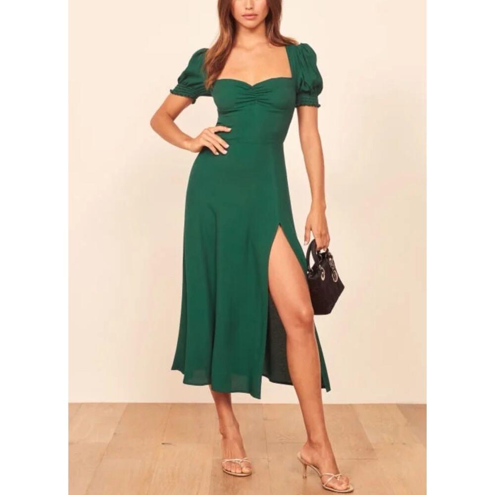 Reformation Lacey midi dress Size 12R Emerald Green NWT